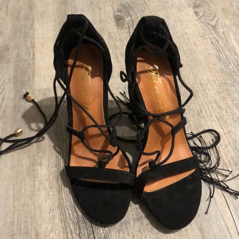 Black suede heels